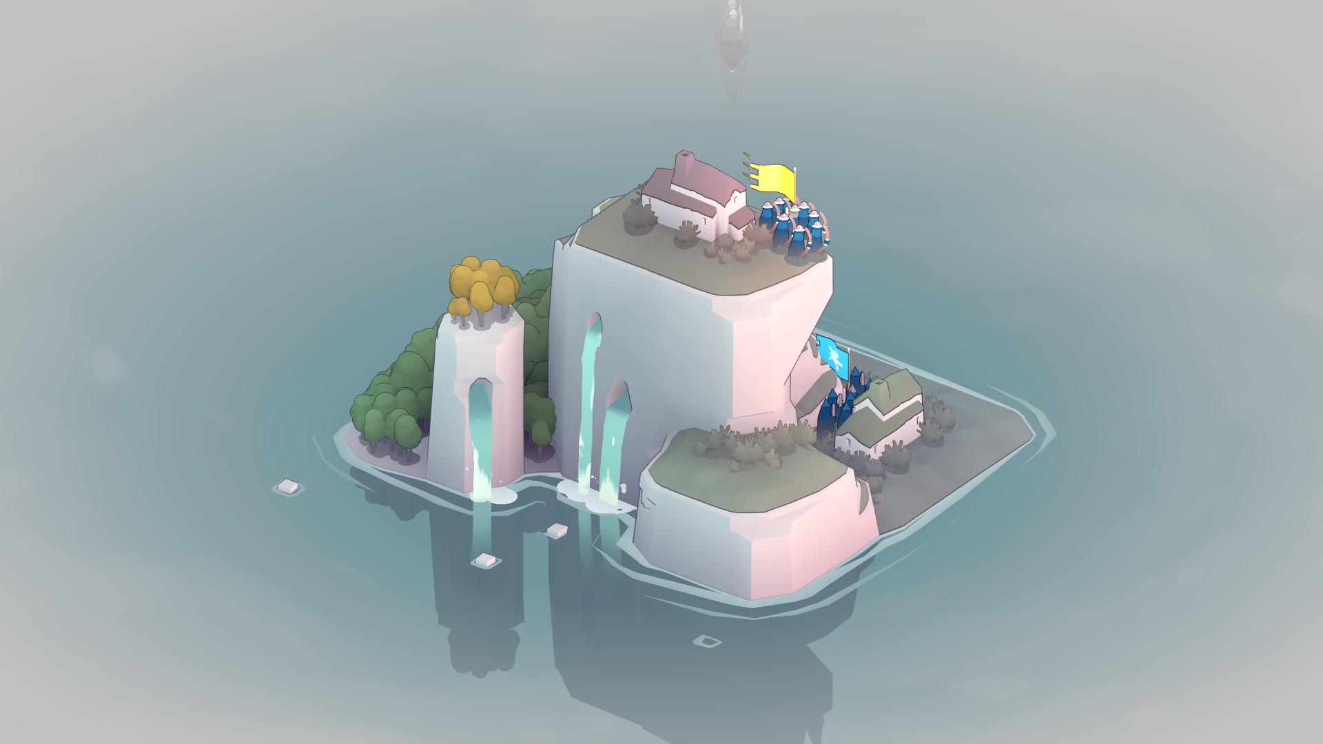 Screenshot uit Bad North. Merk op dat dit eiland geen tunnels heeft.