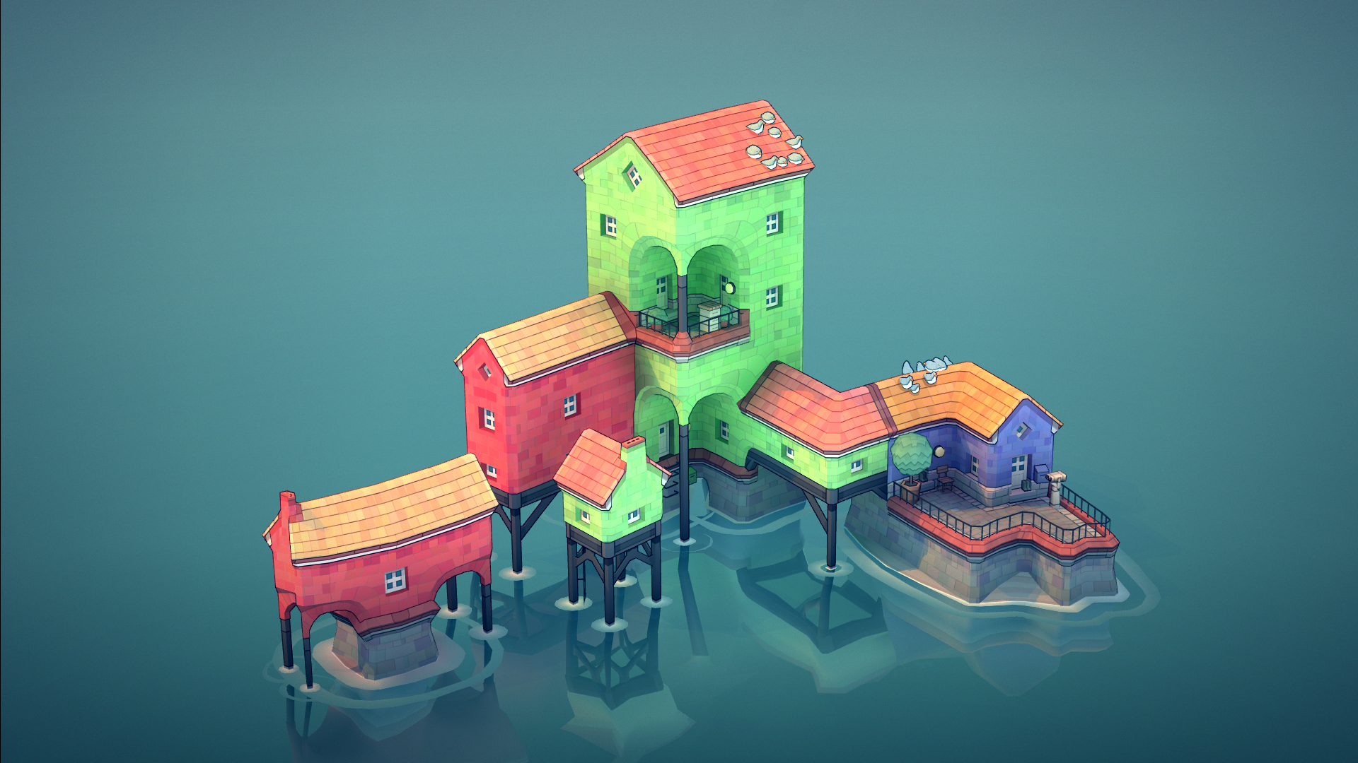 Screenshot uit Townscaper.